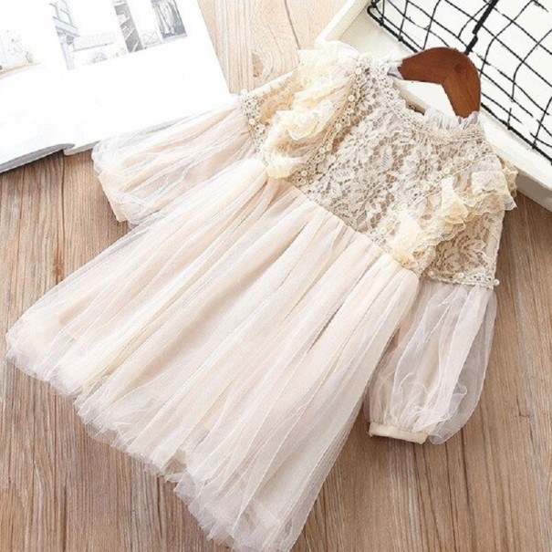 Vestido de menina N241 bege 5