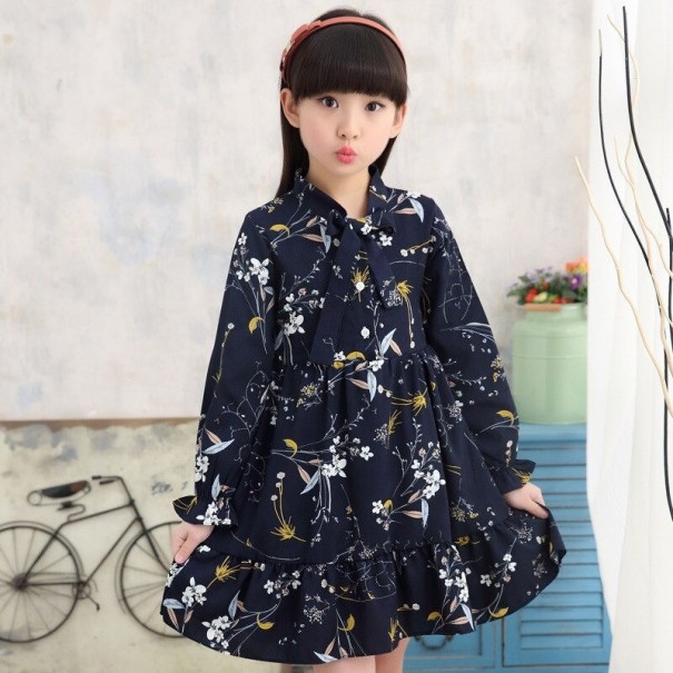 Vestido de menina N375 azul escuro 4