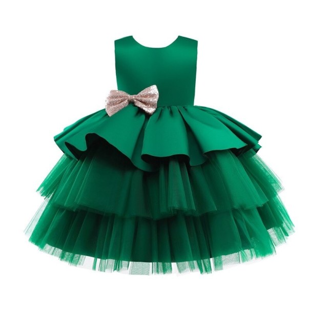Vestido de menina N440 verde escuro 3
