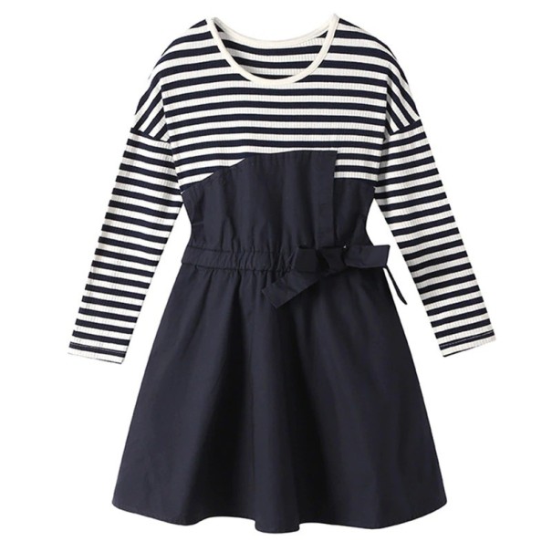 Vestido de Menina N487 azul escuro 6