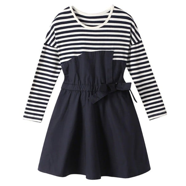 Vestido de Menina N487 azul escuro 10