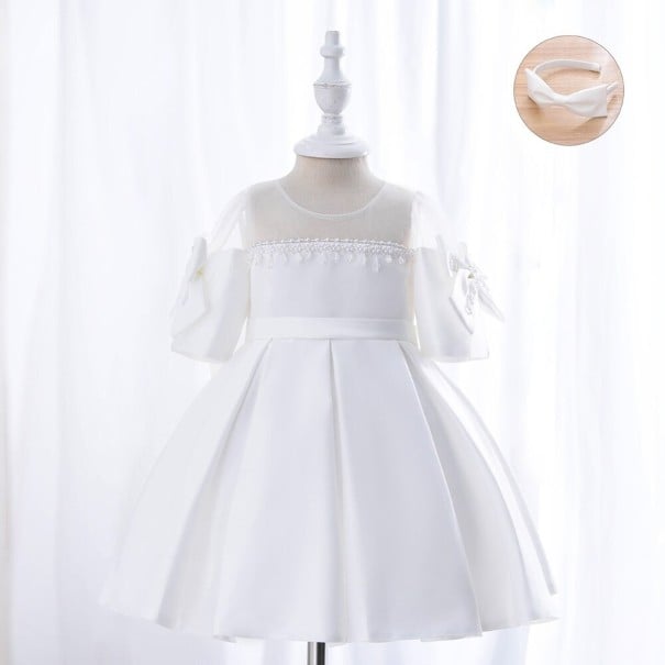 Vestido de menina N563 branco 8