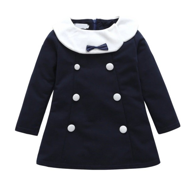 Vestido de Menina N614 azul escuro 2