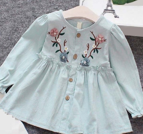 Vestido de menina N617 azul claro 2