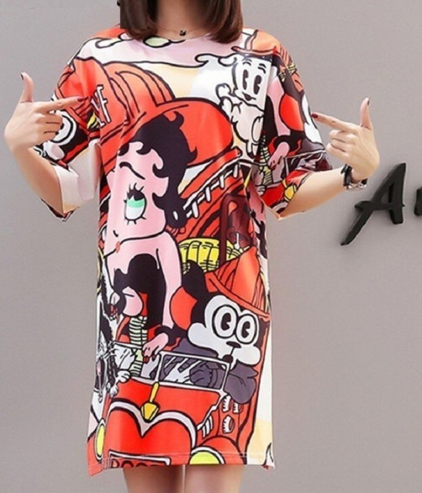 Vestido de mujer con estampado de cómic L 4