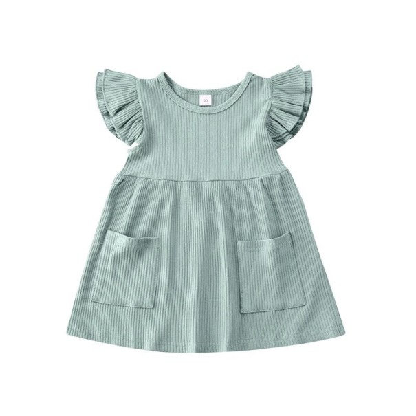 Vestido de niña con bolsillos azul claro 3 Vestido de niña con bolsillos azul claro 3