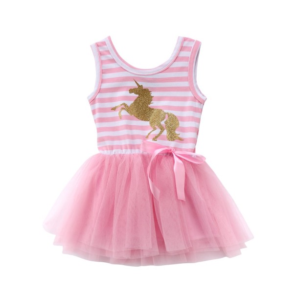 Vestido de niña con unicornio - Rosa 2
