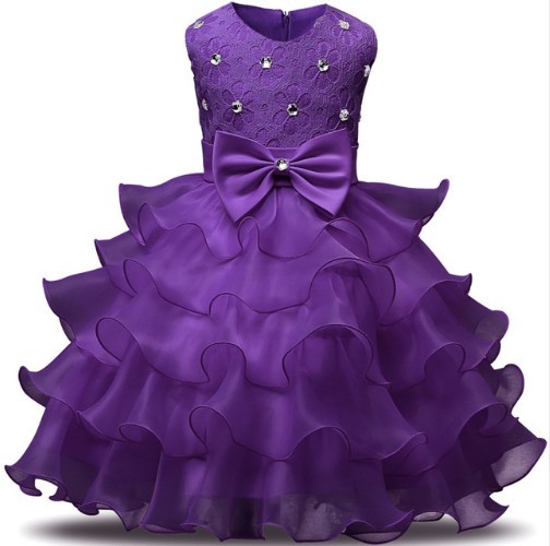 Vestido de niña de lujo - Morado 6-9 meses