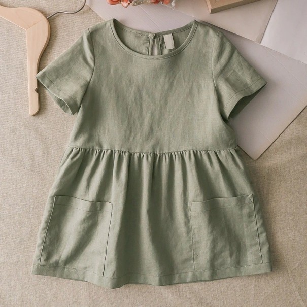 Vestido de niña N113 oliva 4