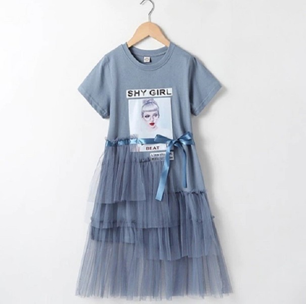 Vestido de niña N515 azul 7