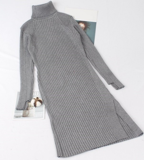 Vestido de otoño de punto gris