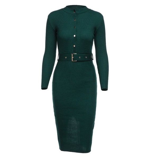 Vestido de otoño María verde oscuro