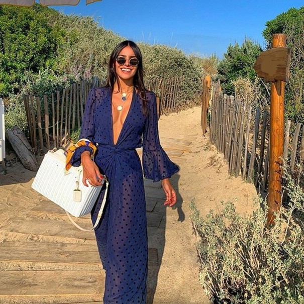 Vestido de playa mujer P473 azul oscuro S