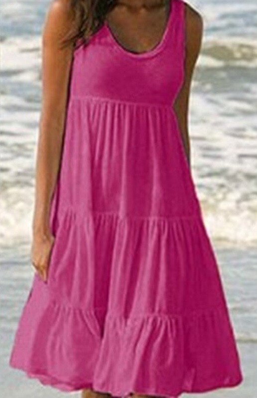 Vestido de playa mujer P943 rosa oscuro 3XL