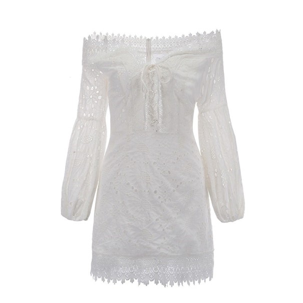 Vestido de renda com ombros à mostra XS