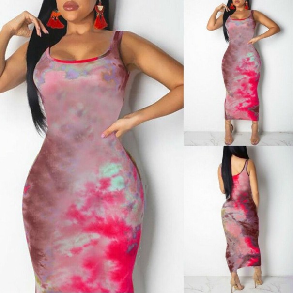 Vestido de tirantes colorido para mujer rosa L