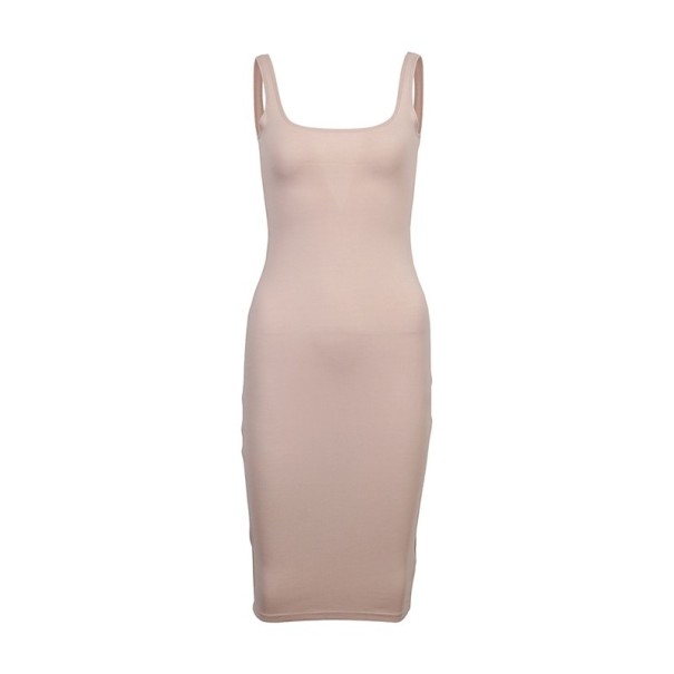 Vestido de tirantes de color liso caqui M