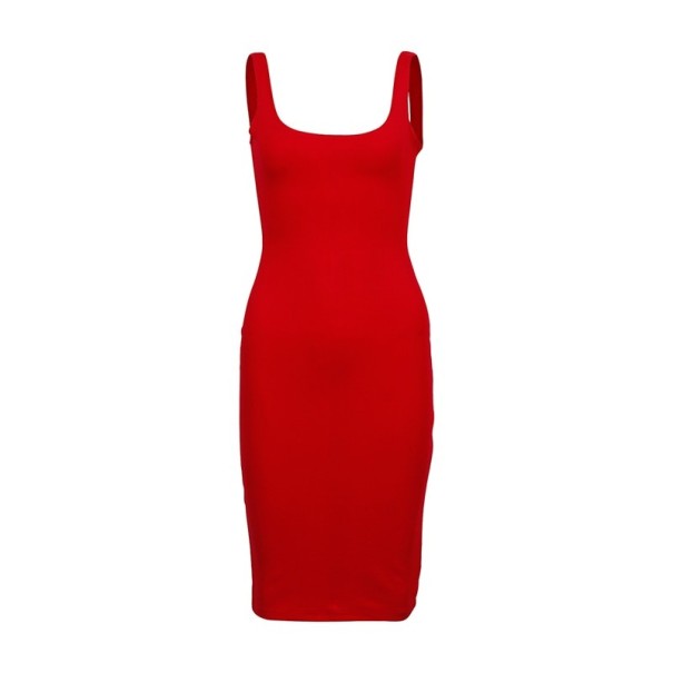 Vestido de tirantes de color liso rojo XS