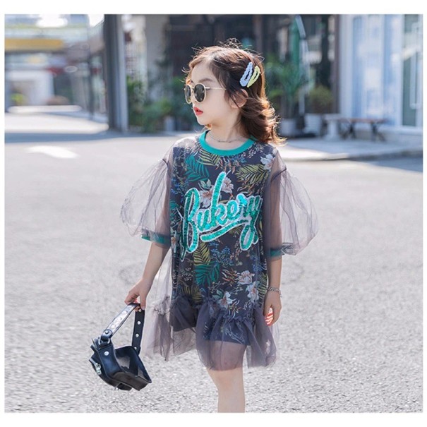 Vestido de tul para niña gris oscuro 4