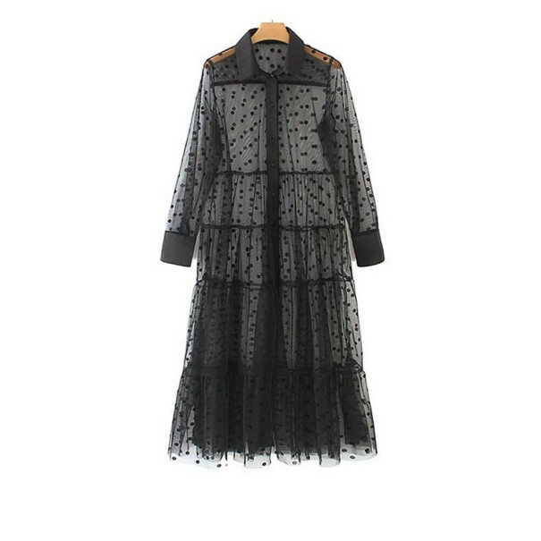 Vestido de tul transparente negro S