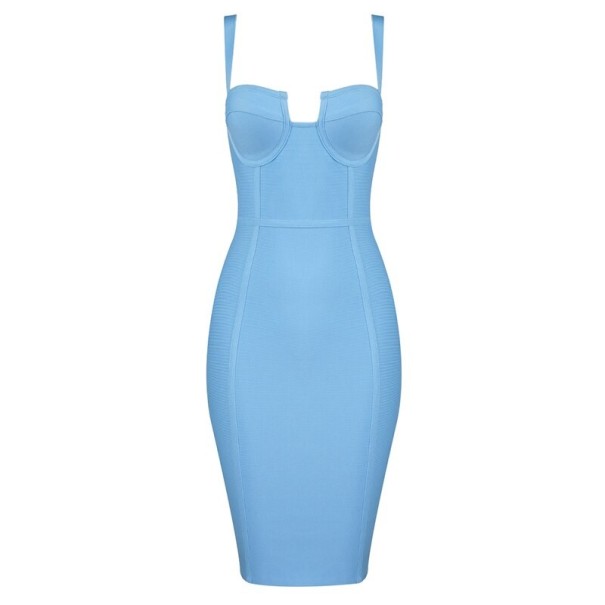 Vestido de vendaje azul claro L