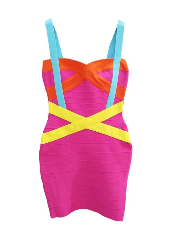 Vestido de vendaje colorido L
