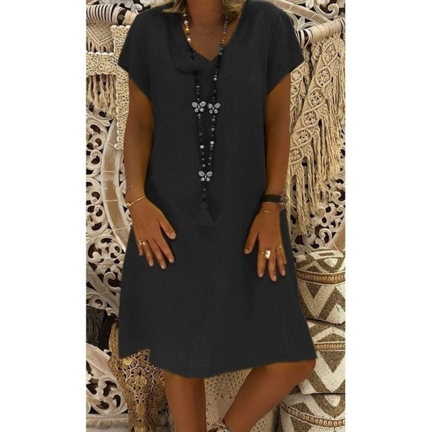 Vestido de verano de algodón negro 3XL