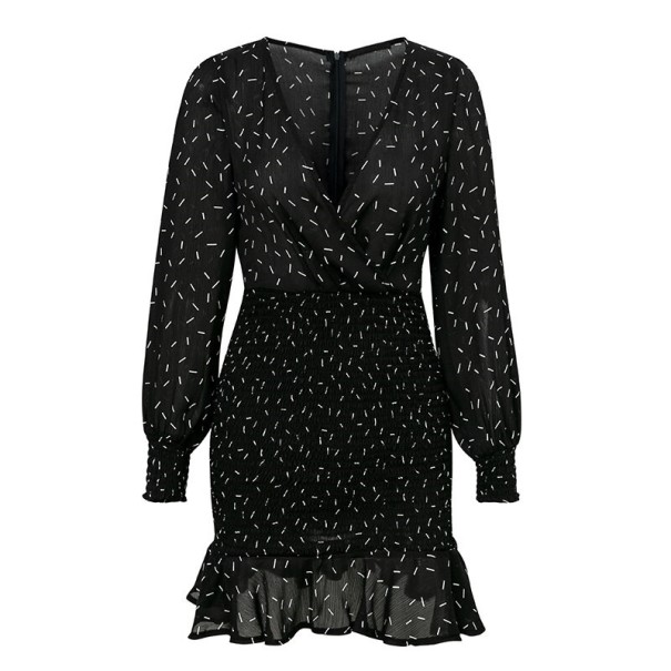 Vestido de verano de manga larga negro XS
