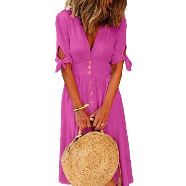 Vestido de verano para mujer P1282 rosa oscuro S