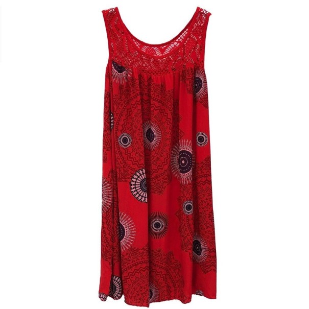 Vestido de verano suelto con estampado rojo XL