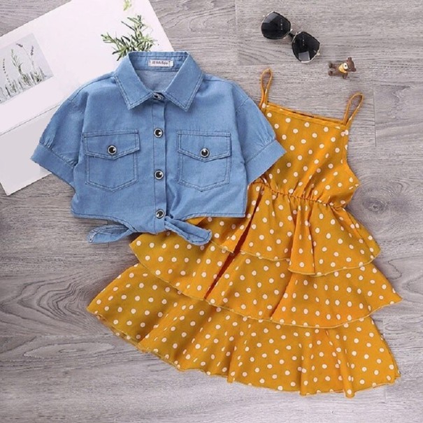 Vestido e camisa para meninas L1340 amarelo escuro 5