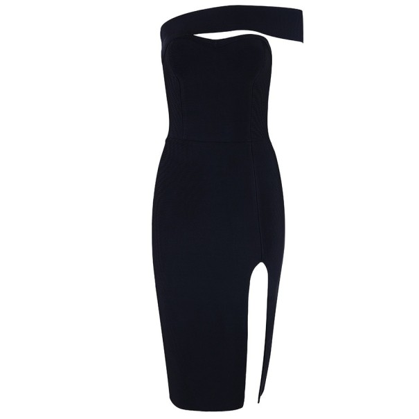 Vestido elegante com um ombro preto M
