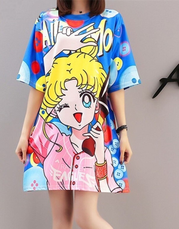 Vestido feminino com estampado de banda desenhada XL 7
