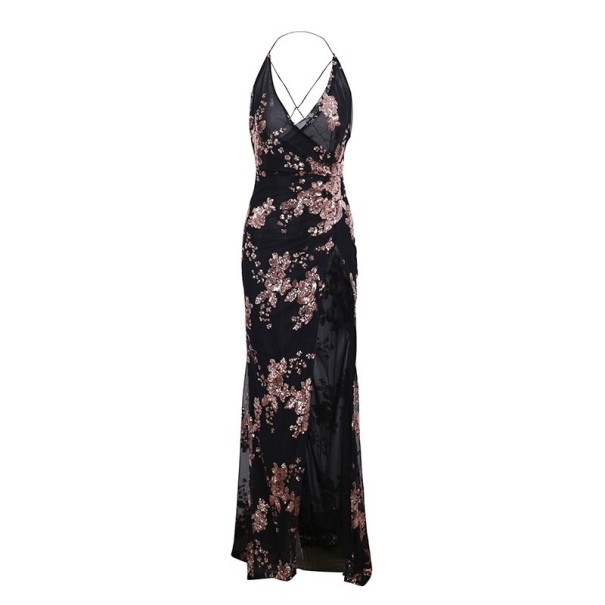 Vestido largo con abertura Valeria negro M