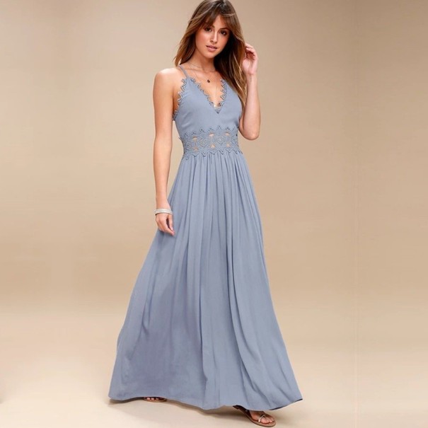 Vestido largo con encaje L