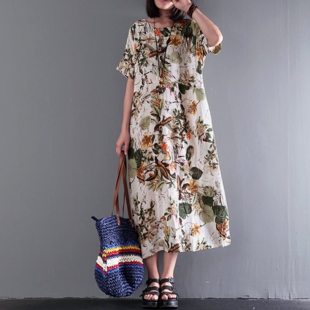 Vestido largo de algodón con flores M 2