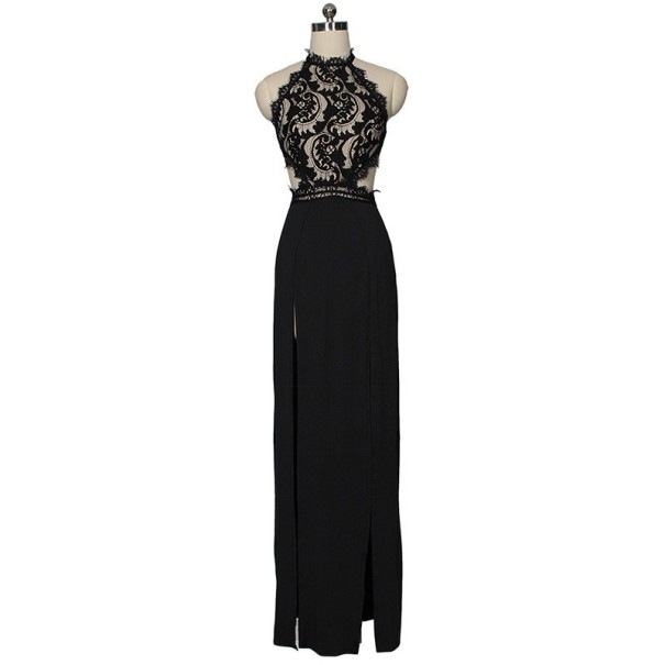 Vestido largo de mujer con abertura negro XL