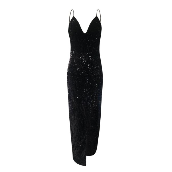 Vestido largo de noche con lentejuelas S