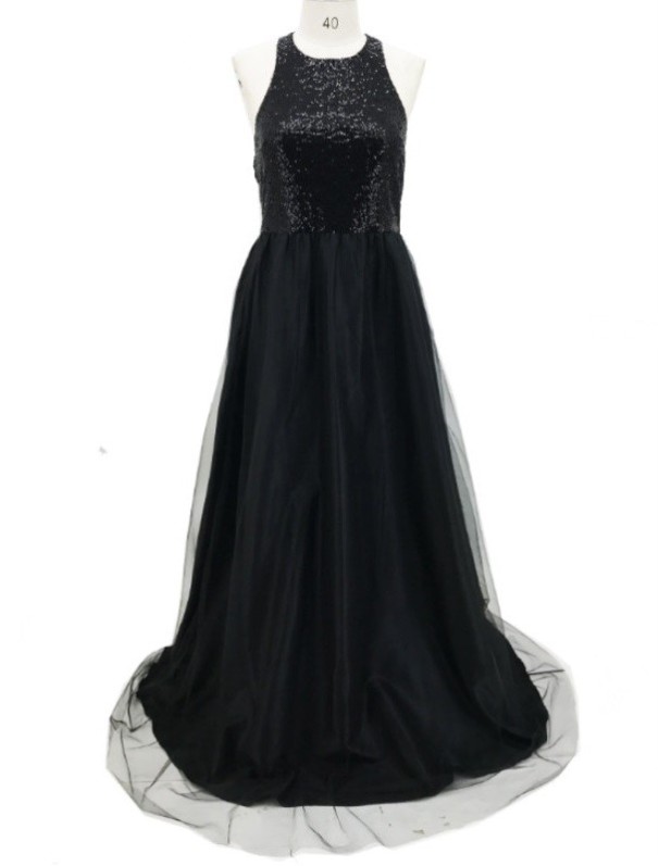 Vestido largo de noche negro S