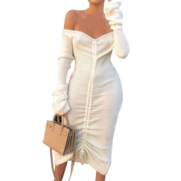 Vestido largo de otoño A2774 blanco XL