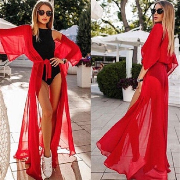 Vestido largo de playa rojo