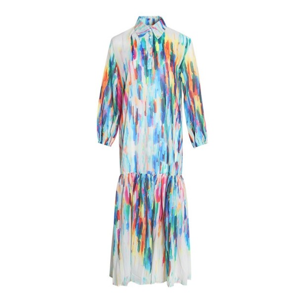 Vestido largo de verano arcoiris L