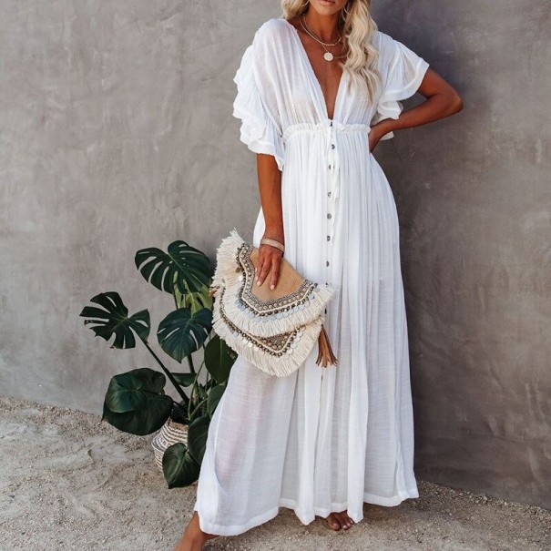 Vestido largo de verano para mujer P791 blanco