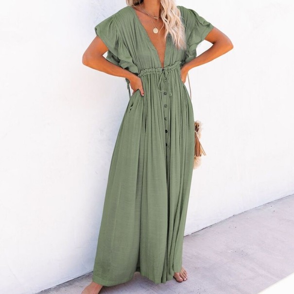 Vestido largo de verano para mujer P791 verde