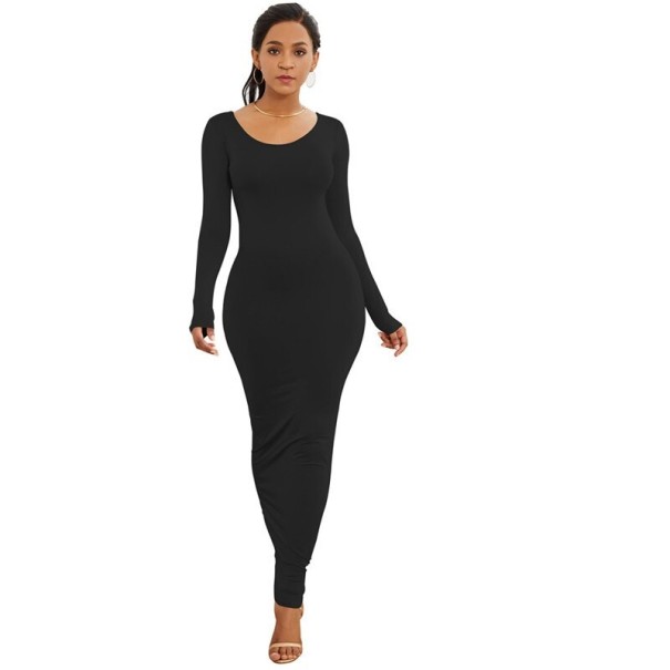 Vestido largo elástico negro M