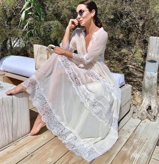 Vestido maxi de praia feminino P925 2