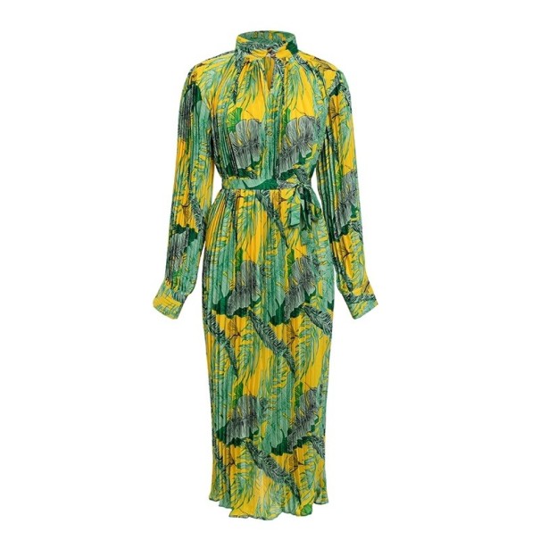 Vestido maxi feminino com padrão tropical 2