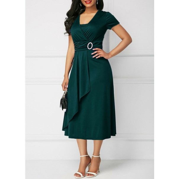 Vestido midi de festa verde exército S