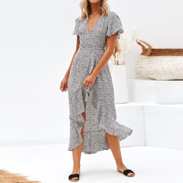 Vestido midi de verano con abertura blanco XXL