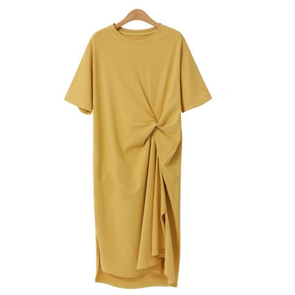 Vestido midi estilo camiseta Tatyana amarillo S